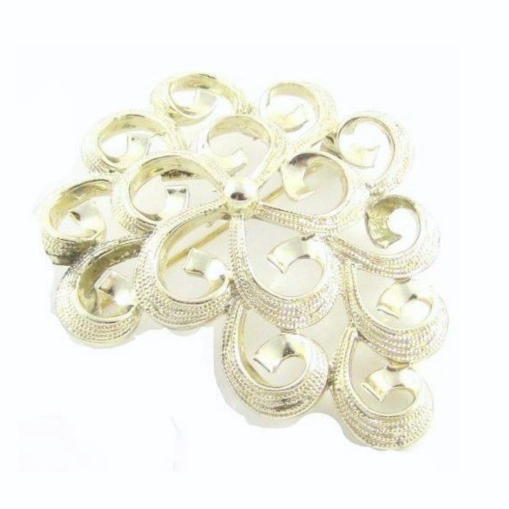 Signed Kramer Vintage Gold Plated Abstract Floral Swirl Designer‎ Brooch Pin